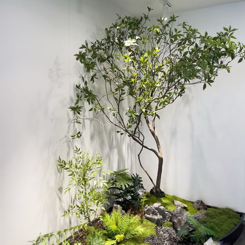 高端仿真马醉木绿植造景植物楼梯下假树仿真树室内景观别墅装饰