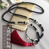 天然红玛瑙拆卸指环扣水晶手挂绳挂脖女款 相防丢绳手链长