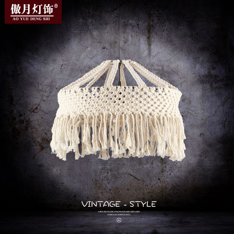 波西米亚吊灯手工编织灯罩麻绳棉绳创意空间di吊灯文艺,家装灯饰光源,客厅吊灯,淘宝优惠券,粉丝福利购,淘宝优惠卷