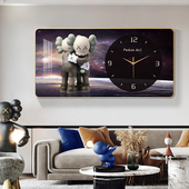 饰钟表 暴力熊公仔沙发背景墙挂画床头壁画装 潮流客厅装 饰画挂钟