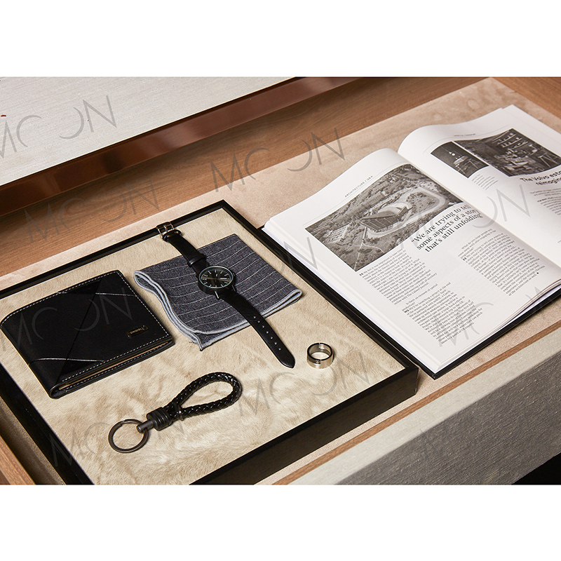 moon慕空间样板房间衣帽间装饰品道具软装家居男士抽屉黑灰系