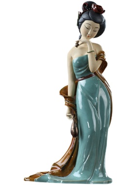 石湾公仔陶瓷古风仕女人物中式艺术品家居客厅电视柜装饰品
