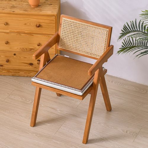 夏季方形藤席坐垫办公室久坐屁垫记忆棉中式席面椅垫 拆洗