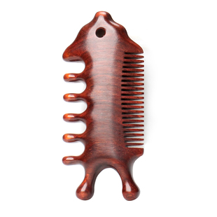 天然红檀木按摩梳头部眼部疏通经络梳子五经刮痧头疗静电头皮女防