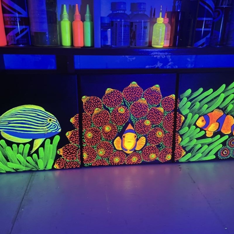 海缸海水鱼装饰荧光画海洋生物现代装饰画定制