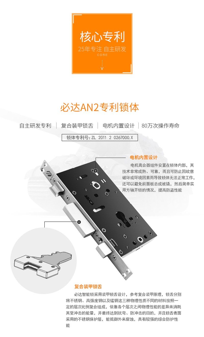 必达智能指纹密码锁换原装钥匙老款i8转动芯锁芯盖电池盖手把