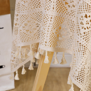 法式蕾丝圆桌布田园编织复古文艺床头柜盖布长方形茶几布钩花桌布