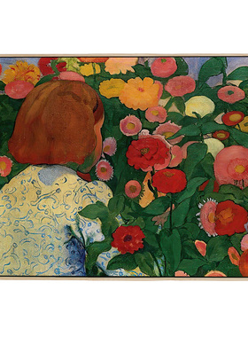 port pinting 花卉油画风装饰画有花的女孩复古房间床头挂画公寓