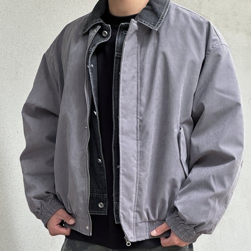 棉服翻领美式复古水洗休闲外套男