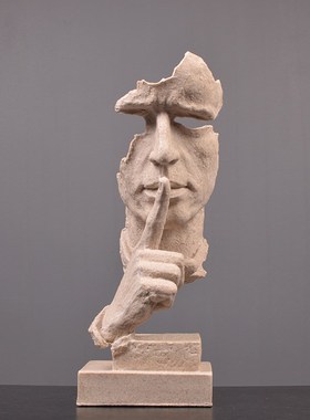 创意沉默是金抽象雕塑简约现代摆件复古办公室客厅橱柜艺术品