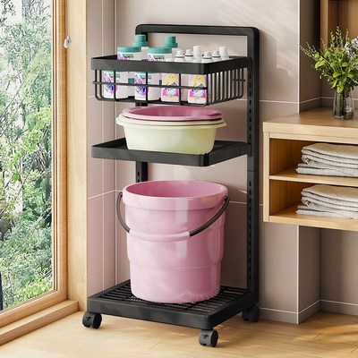 可调节卫生间盆架置物架落地式放洗脸盆桶架子浴室洗衣机旁收纳架