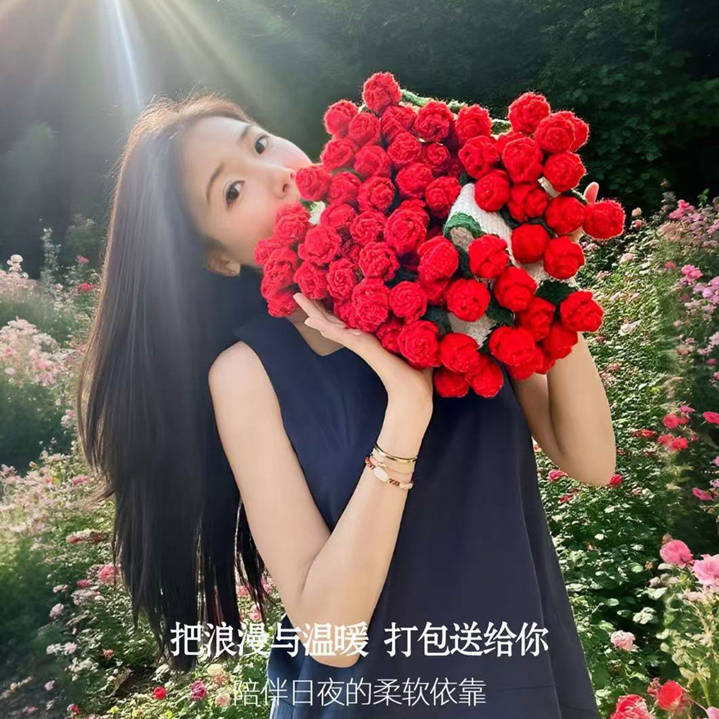 成品玫瑰花束毯子午睡毯送女友