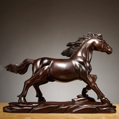 黑檀实木质雕刻马到成功红木生肖马工艺品家居办公室装 饰送礼