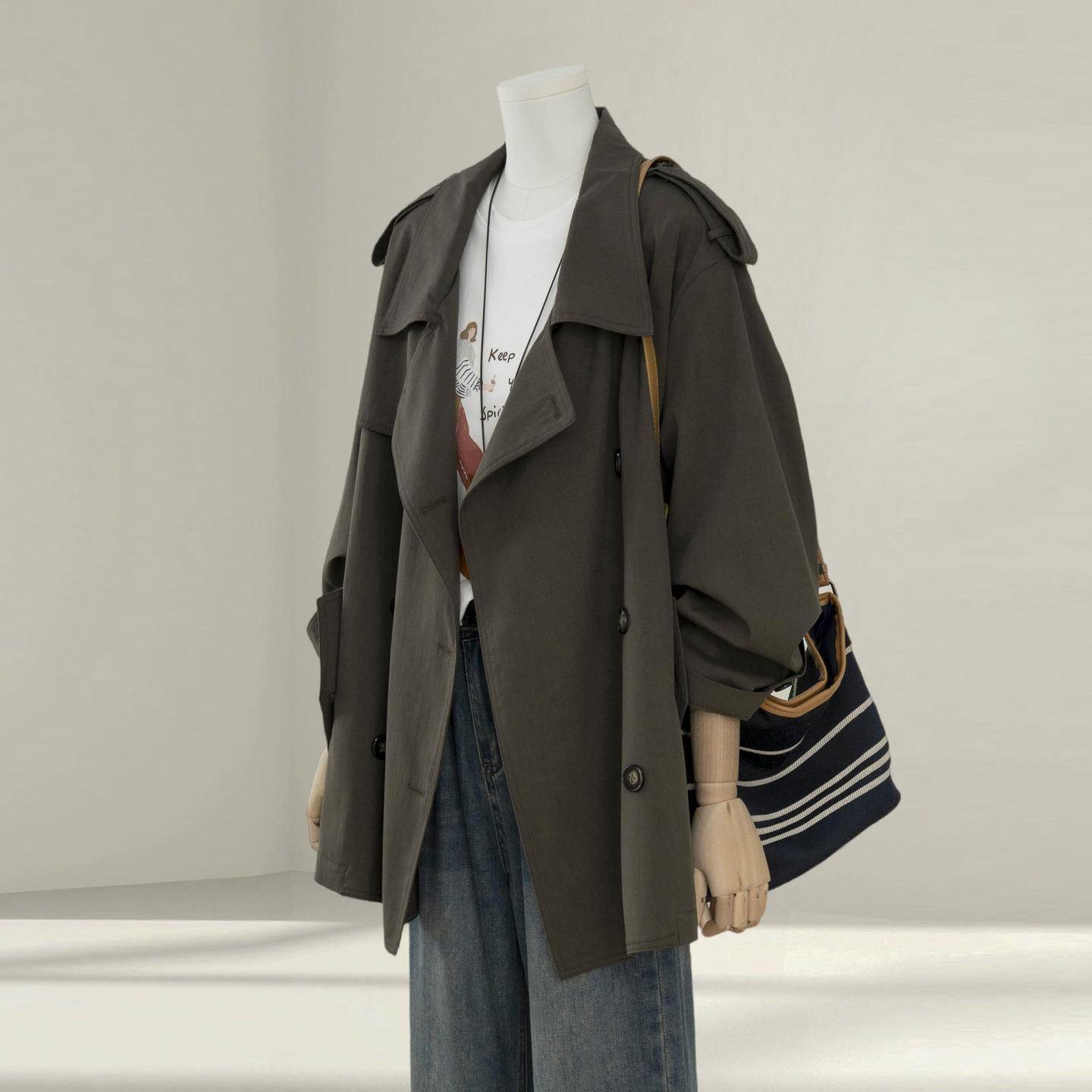 超好看风衣外套女小个子2025春秋新款高级感韩系休闲宽松短款大衣