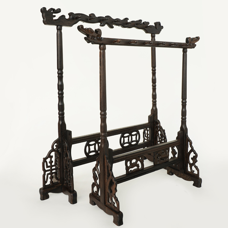 实木毛笔架子鸡翅木檀香木红木毛笔挂架木质大号复古