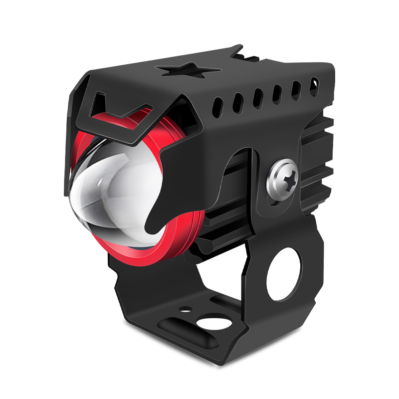 机车射灯LED辅路灯外置防水恶魔眼强光透镜爆闪电动车灯泡