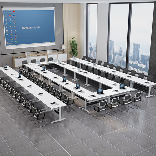 折叠会议桌带轮长条桌会议室办公桌子课桌培训机构桌椅