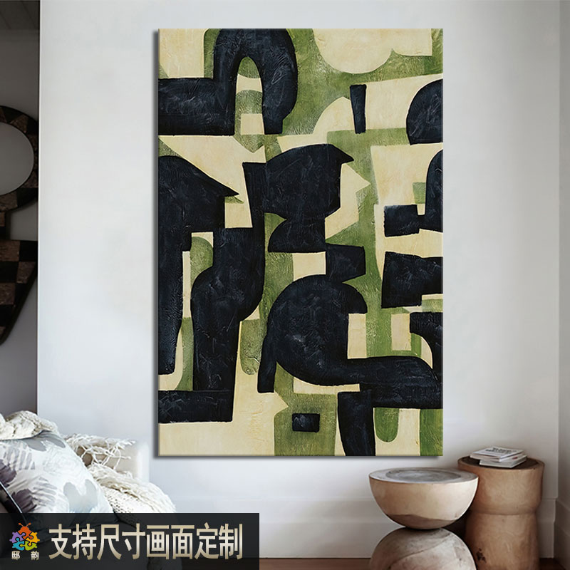 侘寂风酒店样板间无框装饰画定做诧寂风客厅墙画民宿房间玄关挂画图片