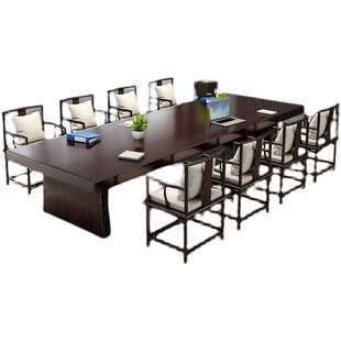 现代全实木会议桌椅图书馆长条大桌子办公长桌工作洽谈桌