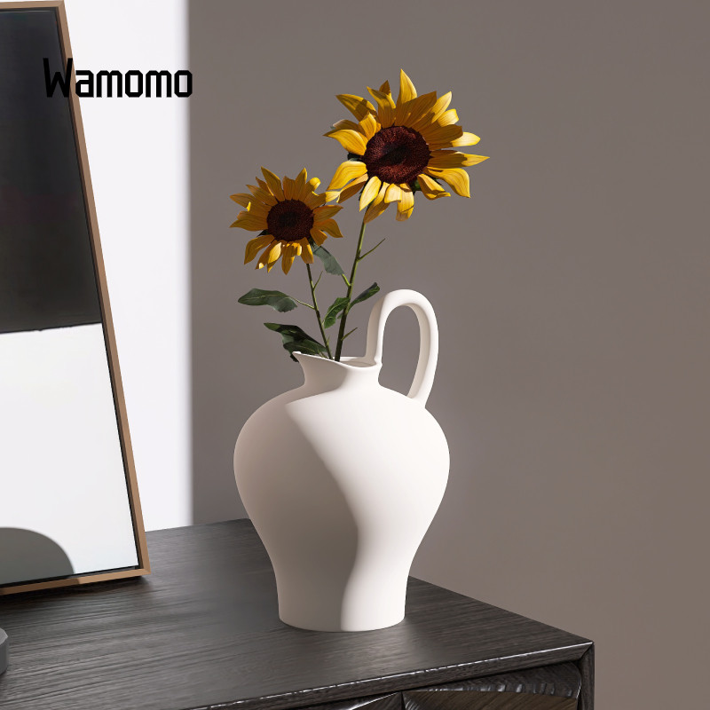 Минималистский стиль, скандинавский минимализм, современная ваза для украшения гостиной, цветочная композиция, высококачественная легкая роскошная керамическая имитация вазы для чайника Изображение 1