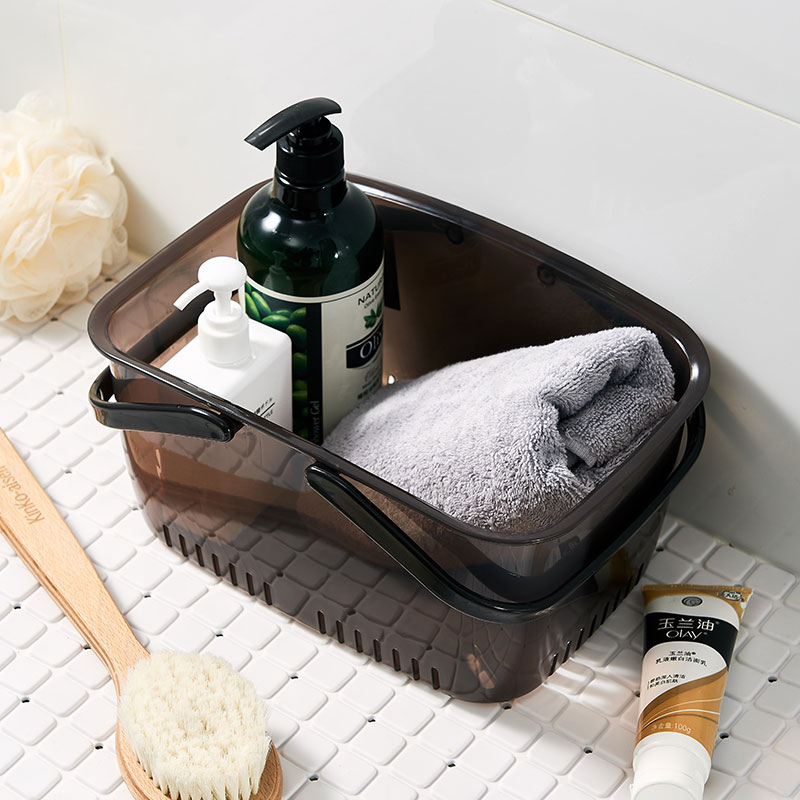 韩国进口浴室洗澡筐收纳篮手提洗浴篮子长方形塑料洗漱用品沐浴框