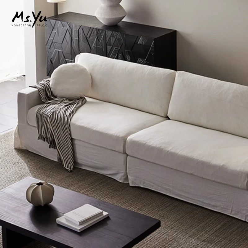 喻小姐新款棉麻沙发侘寂风定制豆腐块大象沙发巾沙发防尘罩