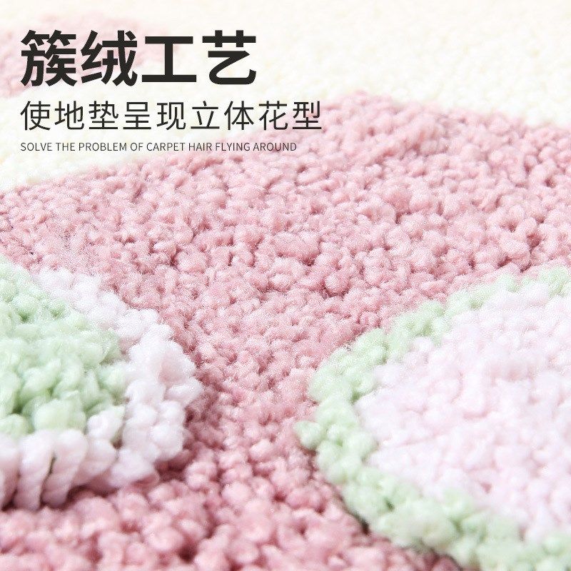 惠多家居地垫吸水卡通卧室地垫圆形植绒地毯防滑床边垫浴室家用