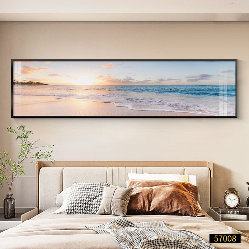 现代卧室床头装饰画海边风景温馨卧房间背景墙挂画床头画