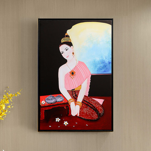 异丽东南亚风格物装饰画泰国喷绘画泰式会所客厅玄关走廊挂画