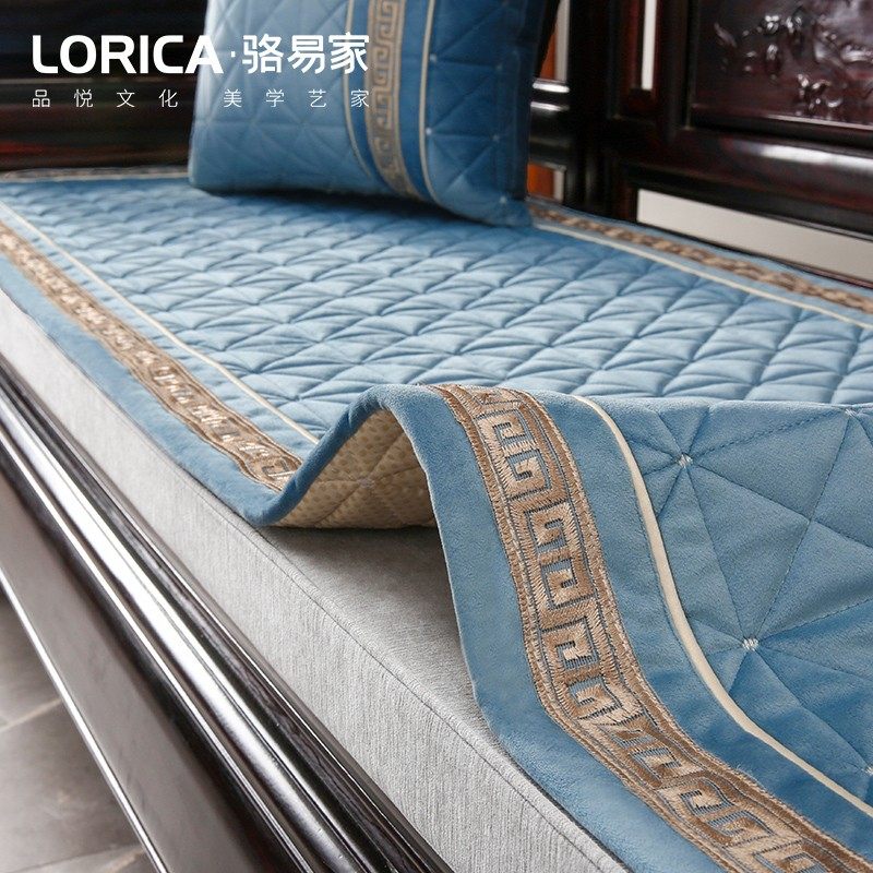 红木沙发坐垫冬款毛绒盖布高端实木家具罗汉床新防滑罩