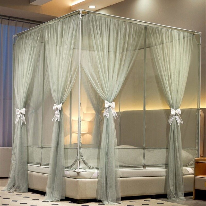 层床笠式坐床拉链蚊帐家用卧室儿童三门防尘纹账新款