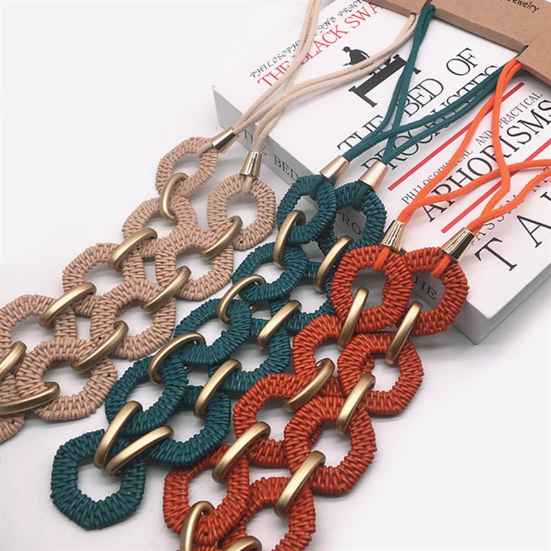 彩色多巴胺扣环窗帘绑带窗帘装饰绑绳窗饰辅料树脂链条仿木纹