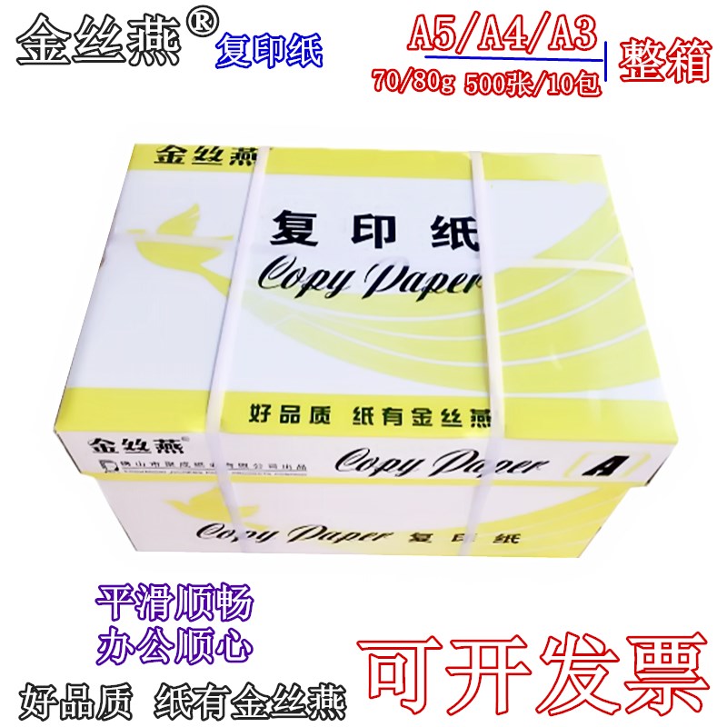 燕纸复印纸g打印复印纸打印G纸整箱办公纸凭证白纸5