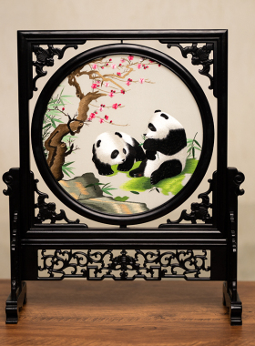 古风刺绣中式客厅装饰品台屏苏州绣美手工艺摆台中式商务礼品