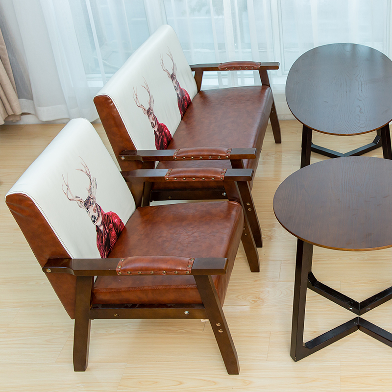 奶茶店桌椅甜品咖啡厅书吧休闲区人洽谈个性卡座皮沙发