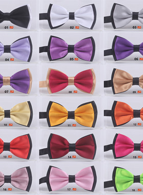 煲呔bow tie男女 新郎伴郎结婚商务正装双色黑底紫色黑色蝴蝶领结