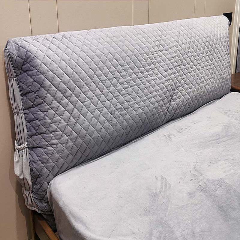 细腻亲肤绗缝加绒加棉加厚水晶海藻短毛绒床头罩木皮床头可