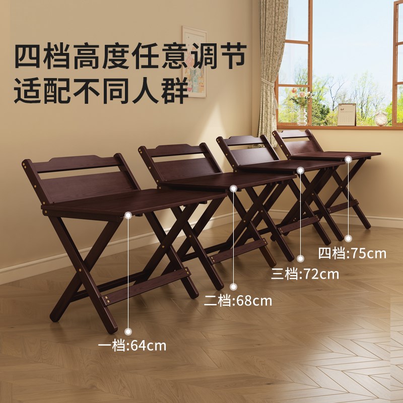 楠竹折叠书桌窗边桌中式复古风小户型出租房专用学习办公桌床边桌