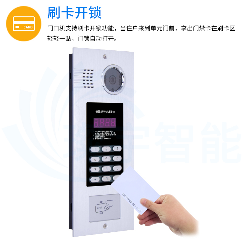 璨宇智能门铃门禁系统7寸可视刷卡楼宇对讲套装小区室内机门口机