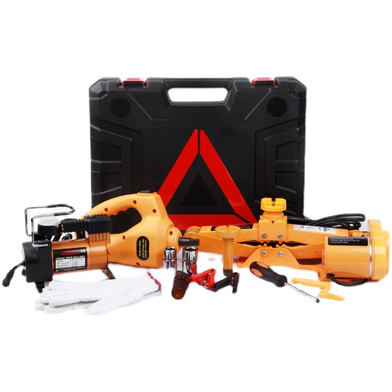 小轿车电动剪式吨增千斤顶汽车用换胎气泵三合一工具