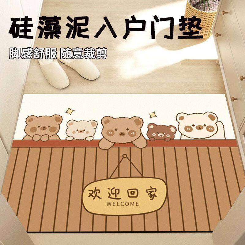 矽藻泥入户地垫吸水耐磨止滑卡通玄关垫水洗走廊地垫进门垫定制