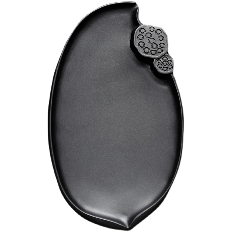 非遗名砚《莲花砚》黑龙尾天然原石歙砚文房四宝砚台带盖