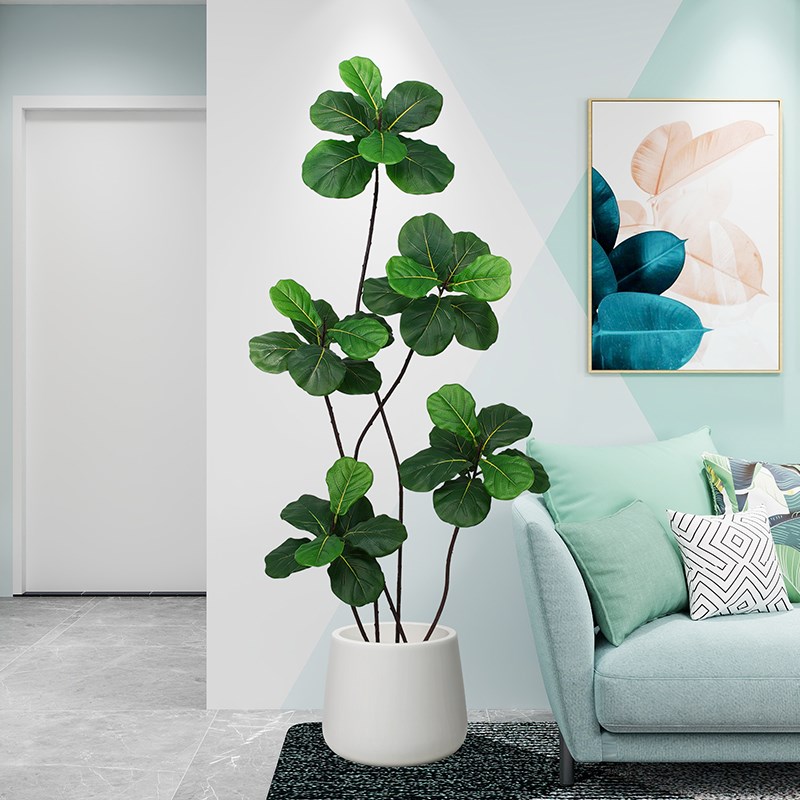 仿真琴叶榕室内仿生绿植落地植物高档装饰花客厅落地摆件树假盆栽