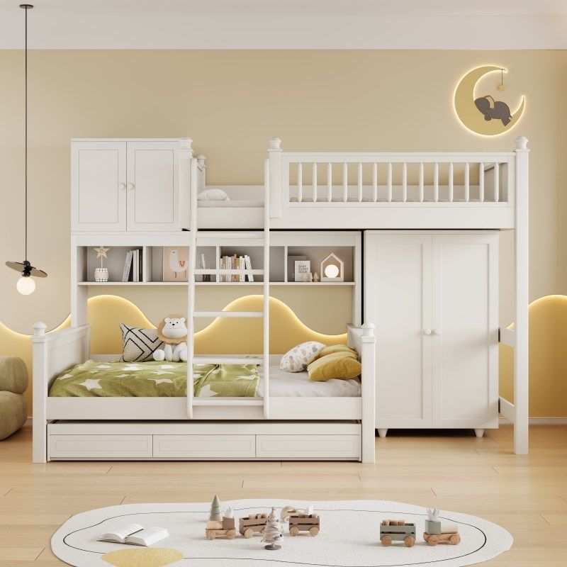 交错式上下床儿童错位型全实木上床下桌互打扰上下铺低床,住宅家具,高低/子母床,淘宝优惠券,粉丝福利购,淘宝优惠卷