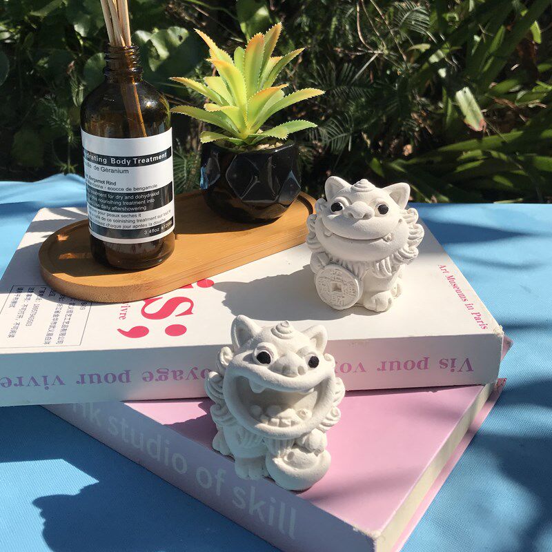 爱小狮子茶宠硅胶模具创意一对石狮青砂石元宝铜币水泥模具