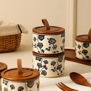 陶瓷零食罐防潮密封收纳罐家用好看的茶叶罐高级感带盖干粮储存罐
