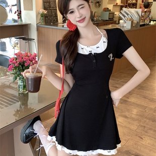 辣妹JK制服cos挂脖短裙 夏日序约甜美显瘦学院风收腰显瘦纯欲美式