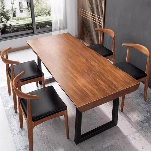 实木办公桌整板书桌现代长条桌子工作台卧室写字桌台式电脑桌