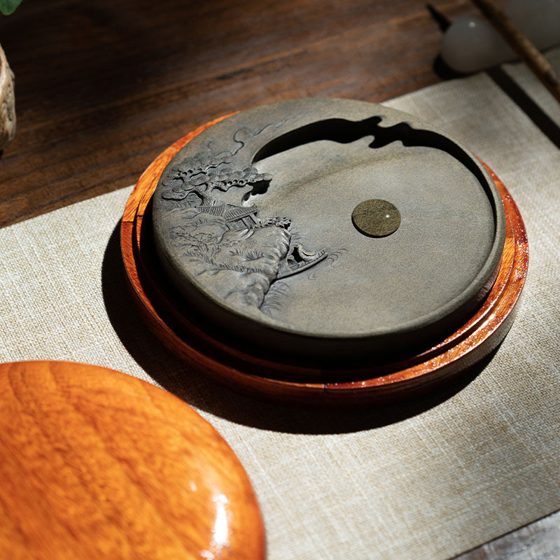善琏湖笔砚台非遗研墨天然研磨磨墨防干砚台书法专用歙砚毛笔石砚