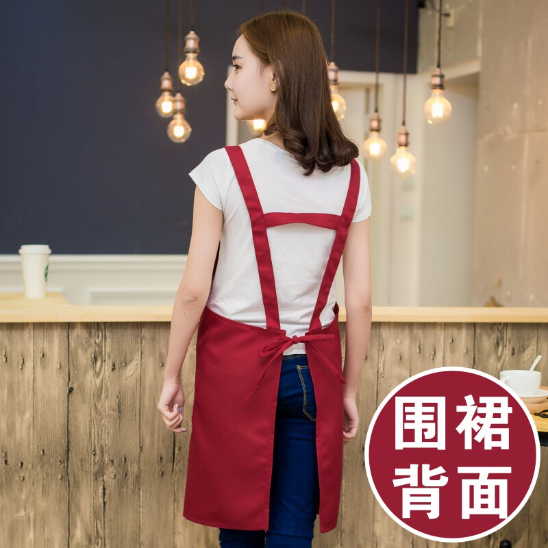 夏天薄款透气红色围裙定制印字火锅烤鱼麻辣烫店男女服务员工作服